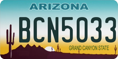 AZ license plate BCN5033