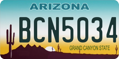 AZ license plate BCN5034