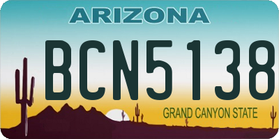 AZ license plate BCN5138