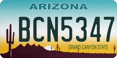 AZ license plate BCN5347