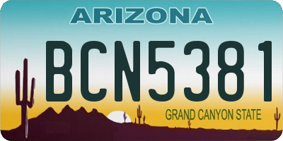 AZ license plate BCN5381