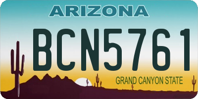 AZ license plate BCN5761