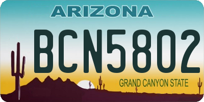 AZ license plate BCN5802