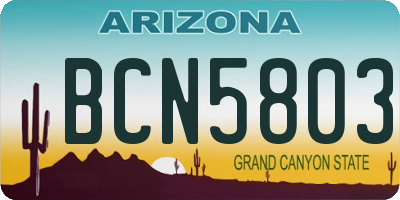 AZ license plate BCN5803