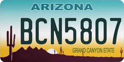 AZ license plate BCN5807