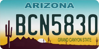 AZ license plate BCN5830