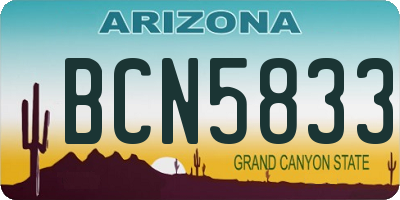 AZ license plate BCN5833