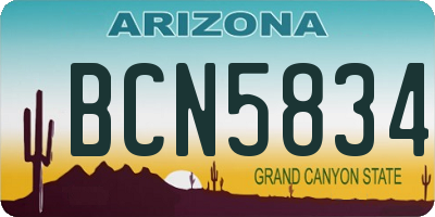 AZ license plate BCN5834