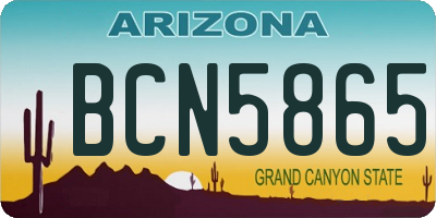 AZ license plate BCN5865