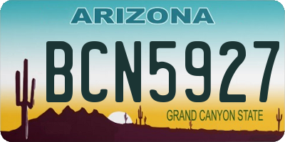 AZ license plate BCN5927