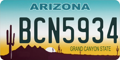 AZ license plate BCN5934