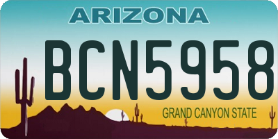 AZ license plate BCN5958