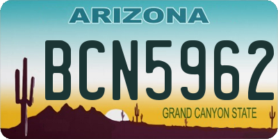 AZ license plate BCN5962