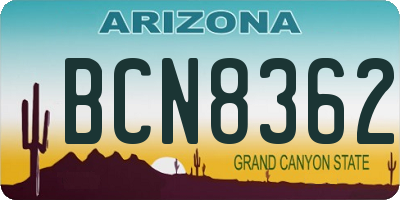 AZ license plate BCN8362