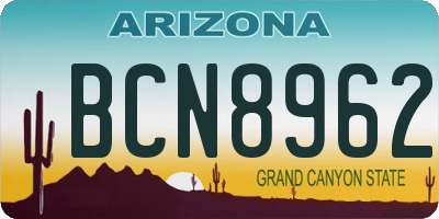 AZ license plate BCN8962