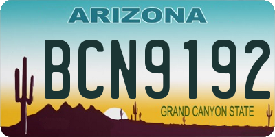 AZ license plate BCN9192