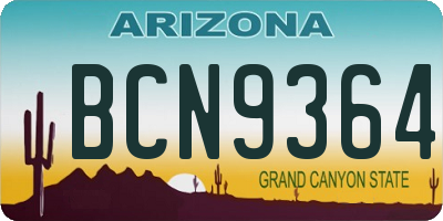 AZ license plate BCN9364