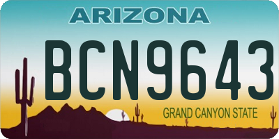 AZ license plate BCN9643