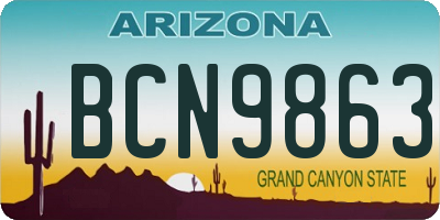 AZ license plate BCN9863