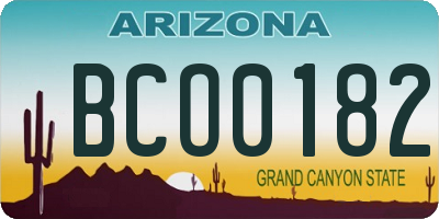 AZ license plate BCO0182