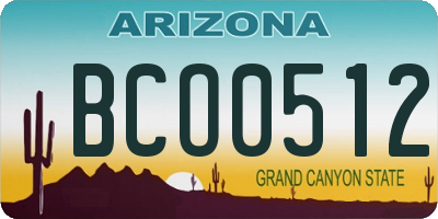 AZ license plate BCO0512