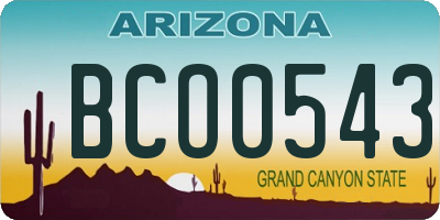 AZ license plate BCO0543