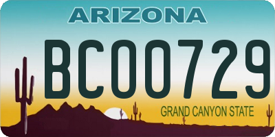 AZ license plate BCO0729