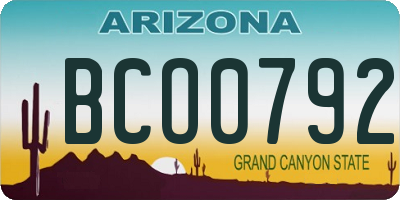 AZ license plate BCO0792