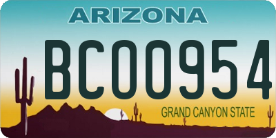 AZ license plate BCO0954