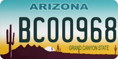 AZ license plate BCO0968