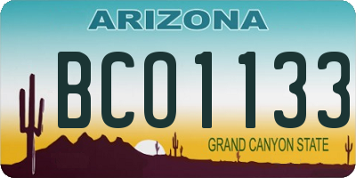 AZ license plate BCO1133