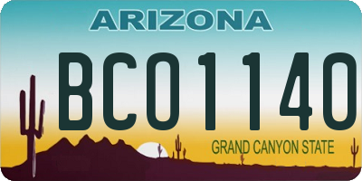 AZ license plate BCO1140