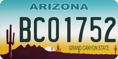 AZ license plate BCO1752