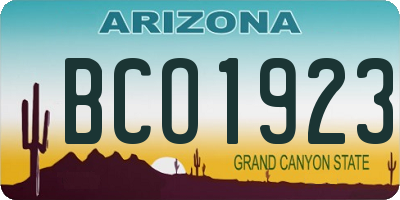 AZ license plate BCO1923