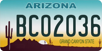 AZ license plate BCO2036