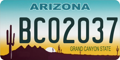 AZ license plate BCO2037