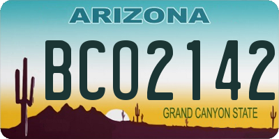 AZ license plate BCO2142