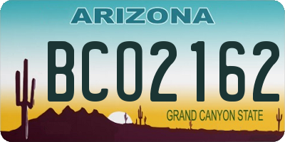 AZ license plate BCO2162