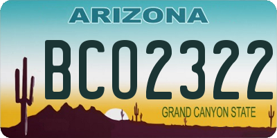 AZ license plate BCO2322