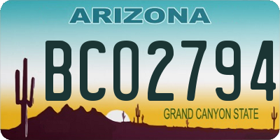 AZ license plate BCO2794