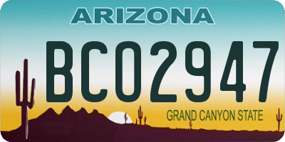 AZ license plate BCO2947