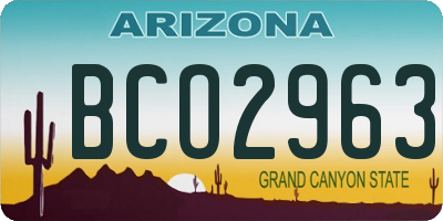 AZ license plate BCO2963