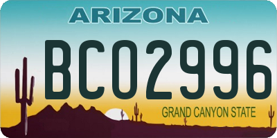 AZ license plate BCO2996