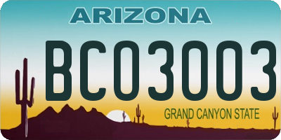 AZ license plate BCO3003