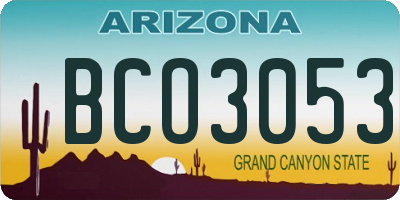 AZ license plate BCO3053