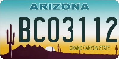 AZ license plate BCO3112