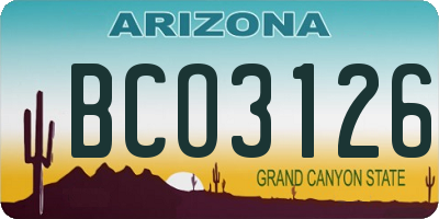 AZ license plate BCO3126