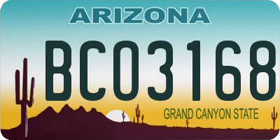 AZ license plate BCO3168