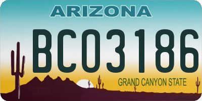 AZ license plate BCO3186