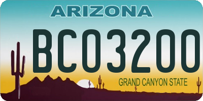 AZ license plate BCO3200